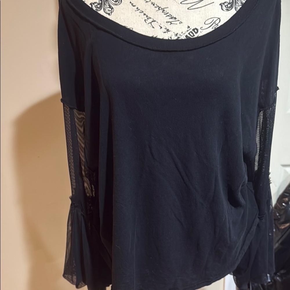 Free People Black Relaxed Blouse
